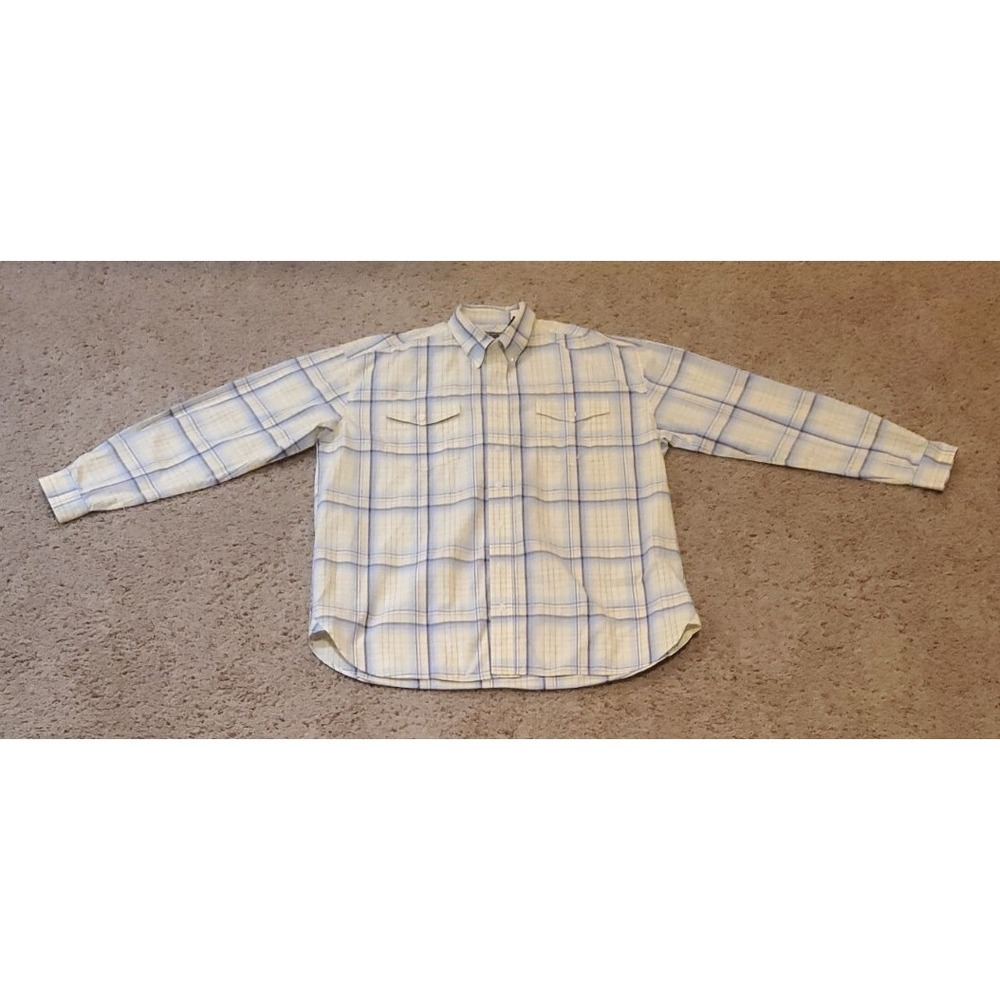 Roper Shirt Mens XL Yellow Blue‎ Plaid Button Down Long Sleeve Cotton Pockets